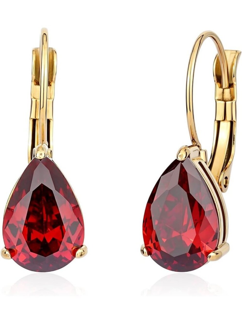 Teardrop Cut Birthstone Leverback Earrings for Women Gold Plated 8 * 12mm CZ